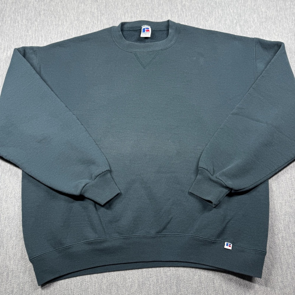 Russell Athletic Sweatshirt Mens XL Green Vintage 90s Blank Crewneck Fleece USA